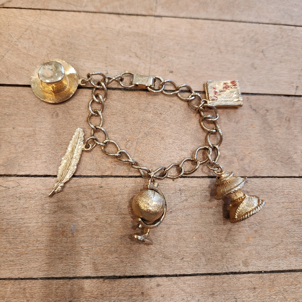 Vintage Coro Signed Charm Bracelet